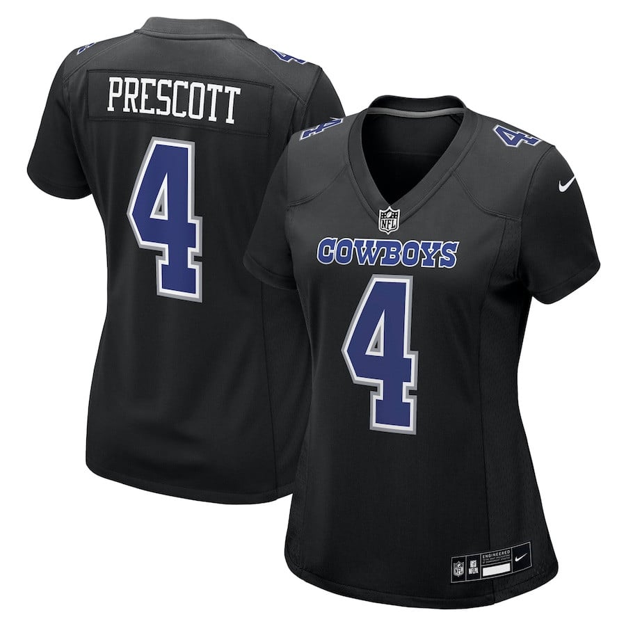 Dak Prescott 4 Dallas Cowboys Women's Fashion Game Jersey - Carbon Black Js4745