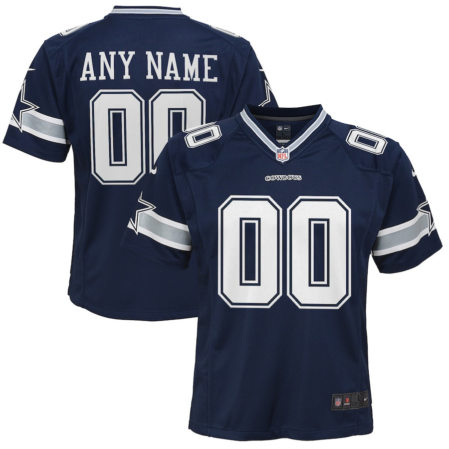 Dallas Cowboys Youth Custom Game Jersey - Navy Js4590