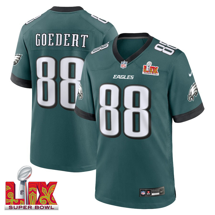 Dallas Goedert #88 Philadelphia Eagles Super Bowl Lix Jersey - Men's - Midnight Green Js1270