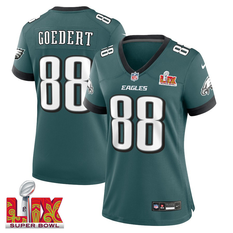 Dallas Goedert #88 Philadelphia Eagles Super Bowl Lix Women's Jersey - Midnight Green Js6886