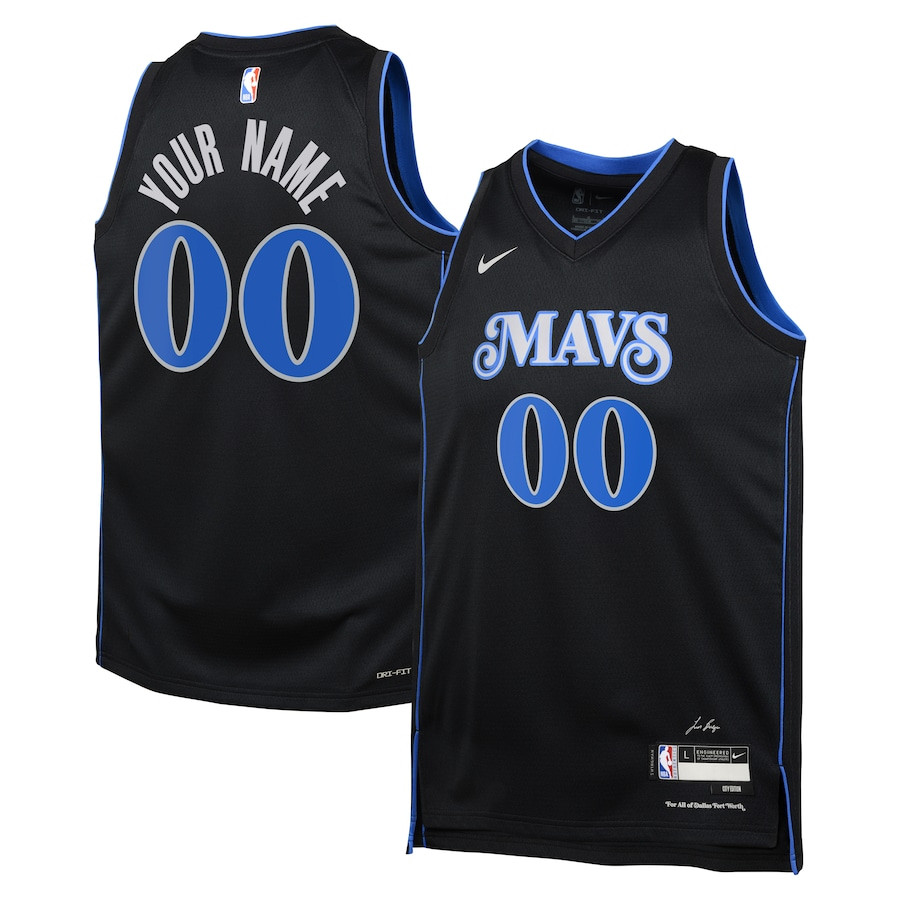 Dallas Mavericks 2023/24 City Edition Swingman Custom Youth Jersey - Black