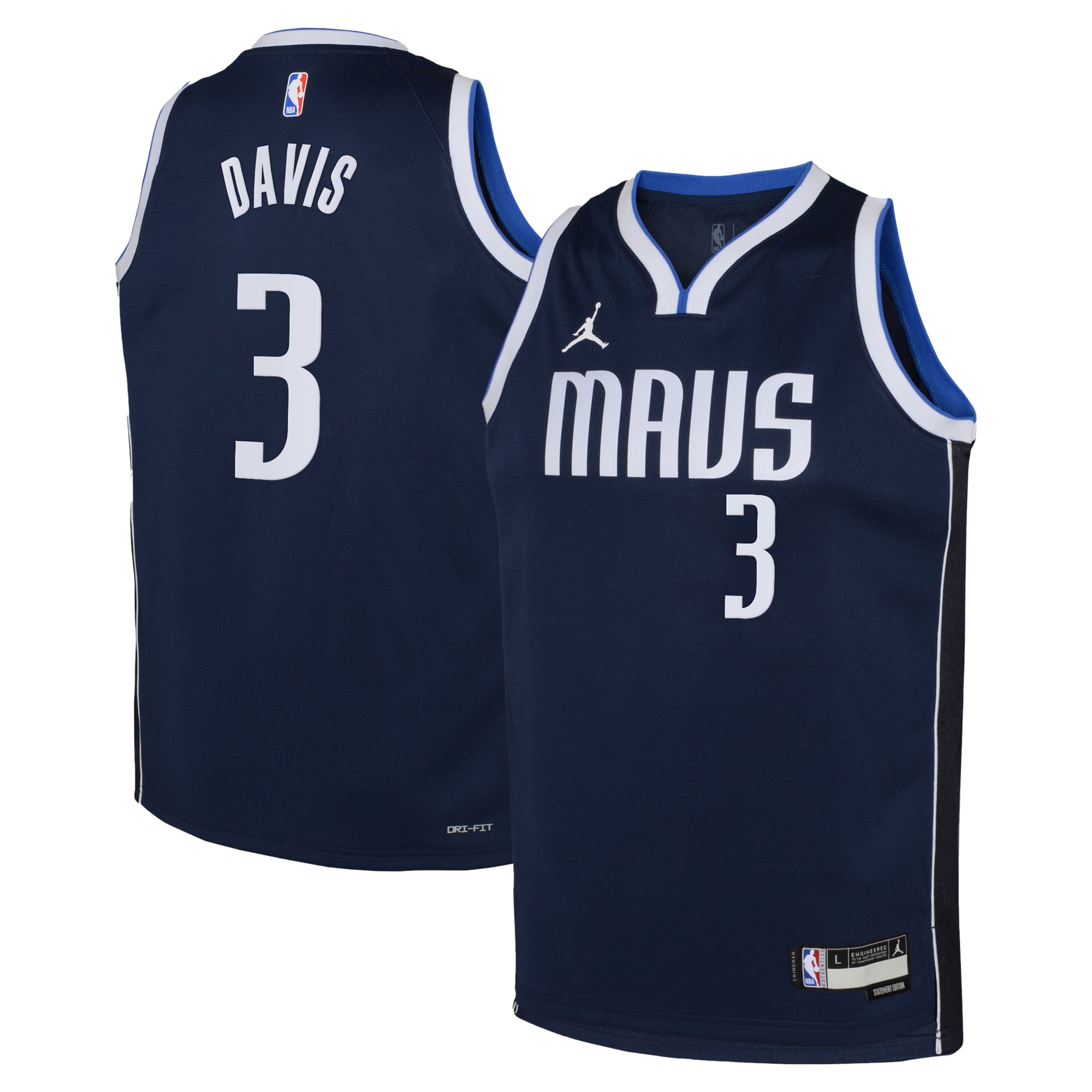 Dallas Mavericks Jordan Brand Statement Edition Swingman Jersey - Navy - Anthony Davis - Youth
