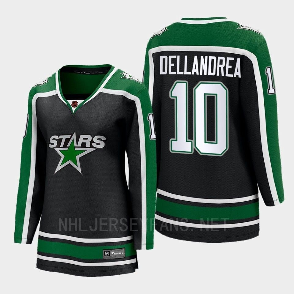 Dallas Stars 10 Ty Dellandrea Reverse Retro Black Equipment, Women