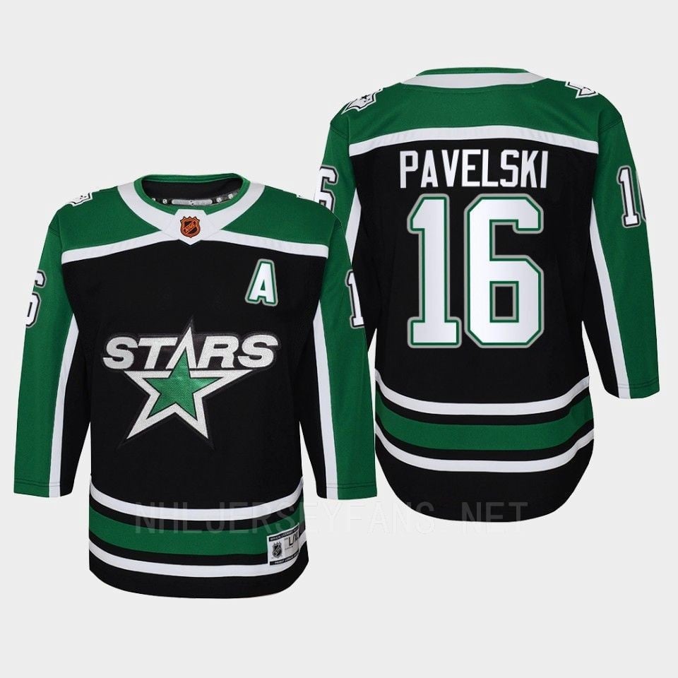 Dallas Stars 16 Joe Pavelski Reverse Retro Black Equipment, Youth