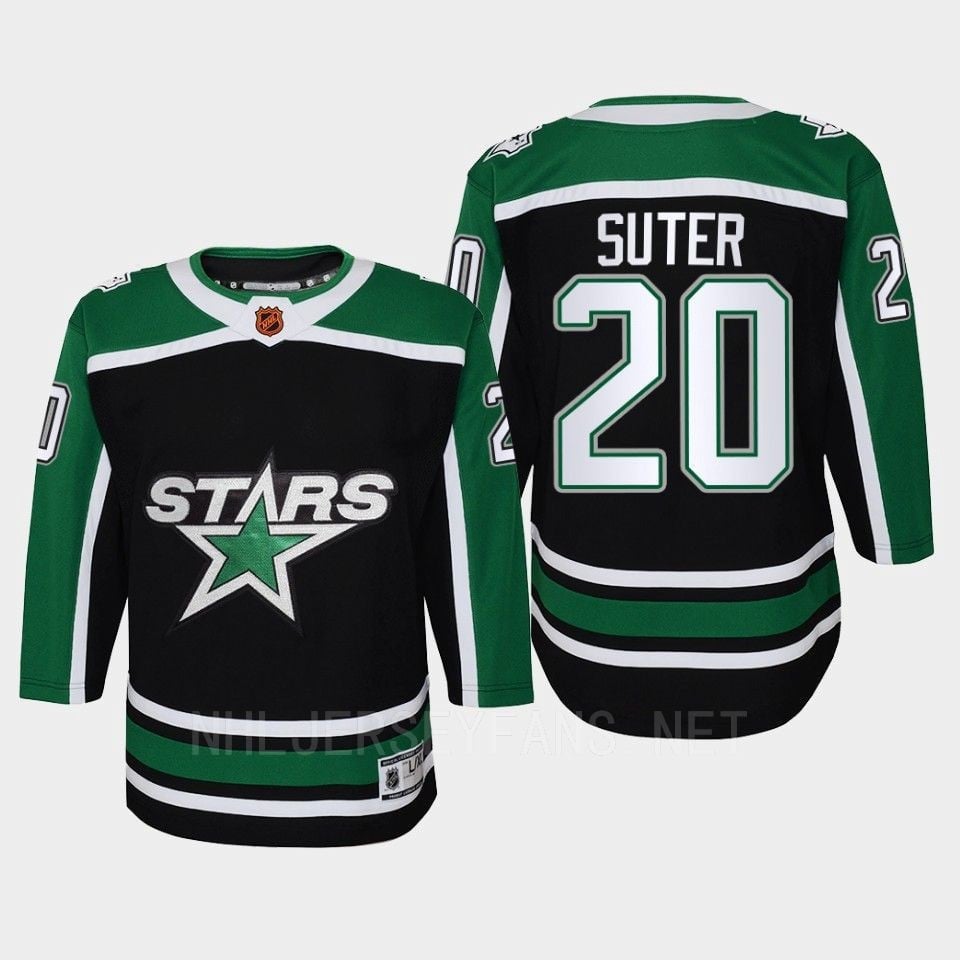 Dallas Stars 20 Ryan Suter Reverse Retro Black Equipment, Youth