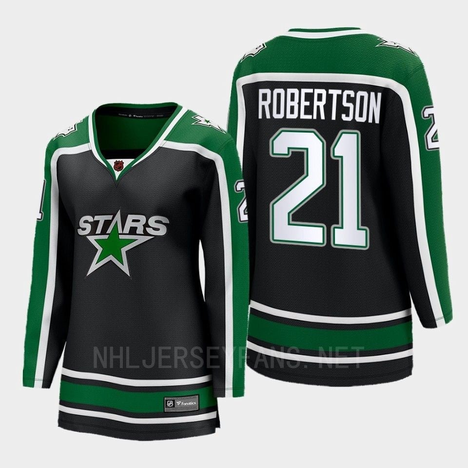 Dallas Stars 21 Jason Robertson Reverse Retro Black Equipment, Women
