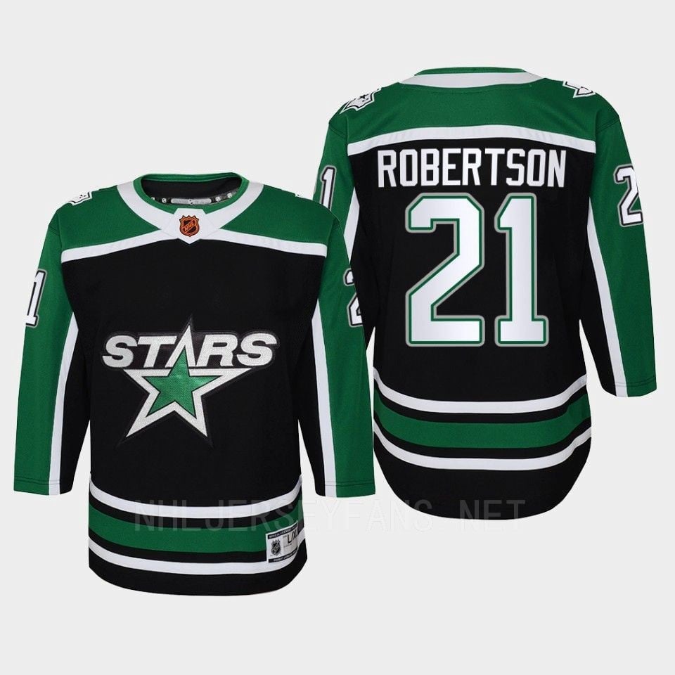 Dallas Stars 21 Jason Robertson Reverse Retro Black Equipment, Youth