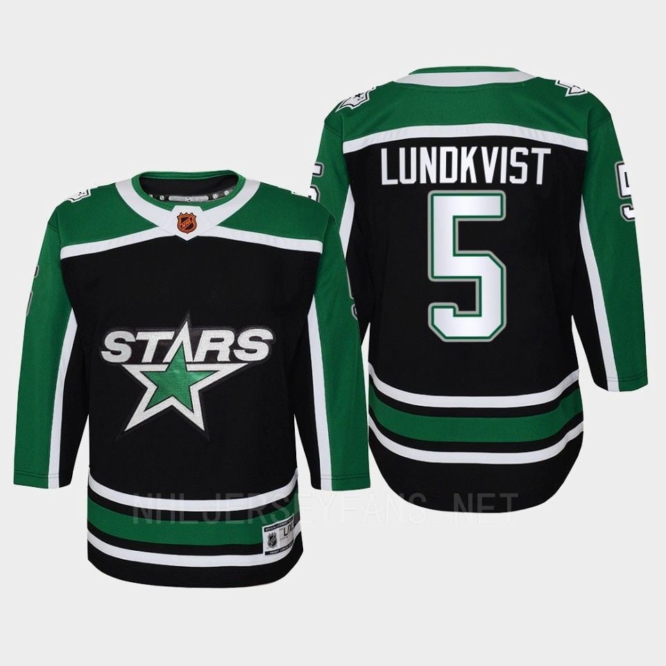 Dallas Stars 5 Nils Lundkvist Reverse Retro Black Equipment, Youth