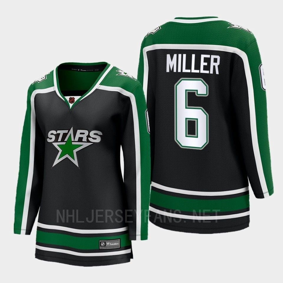 Dallas Stars 6 Colin Miller Reverse Retro Black Equipment, Women