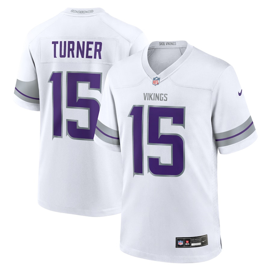 Dallas Turner 15 Minnesota Vikings Alternate Game Men Jersey - White Js8718