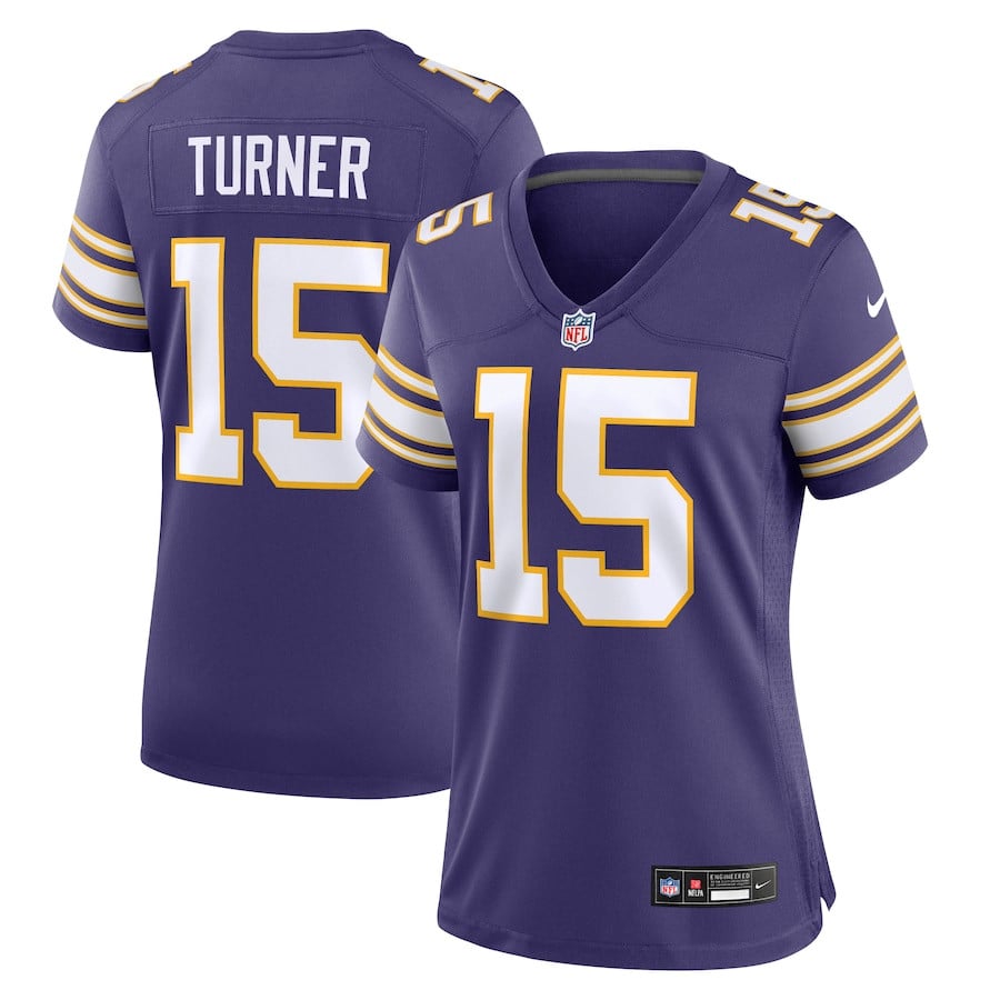 Dallas Turner 15 Minnesota Vikings Women's Alternate Game Jersey - Purple Js5789
