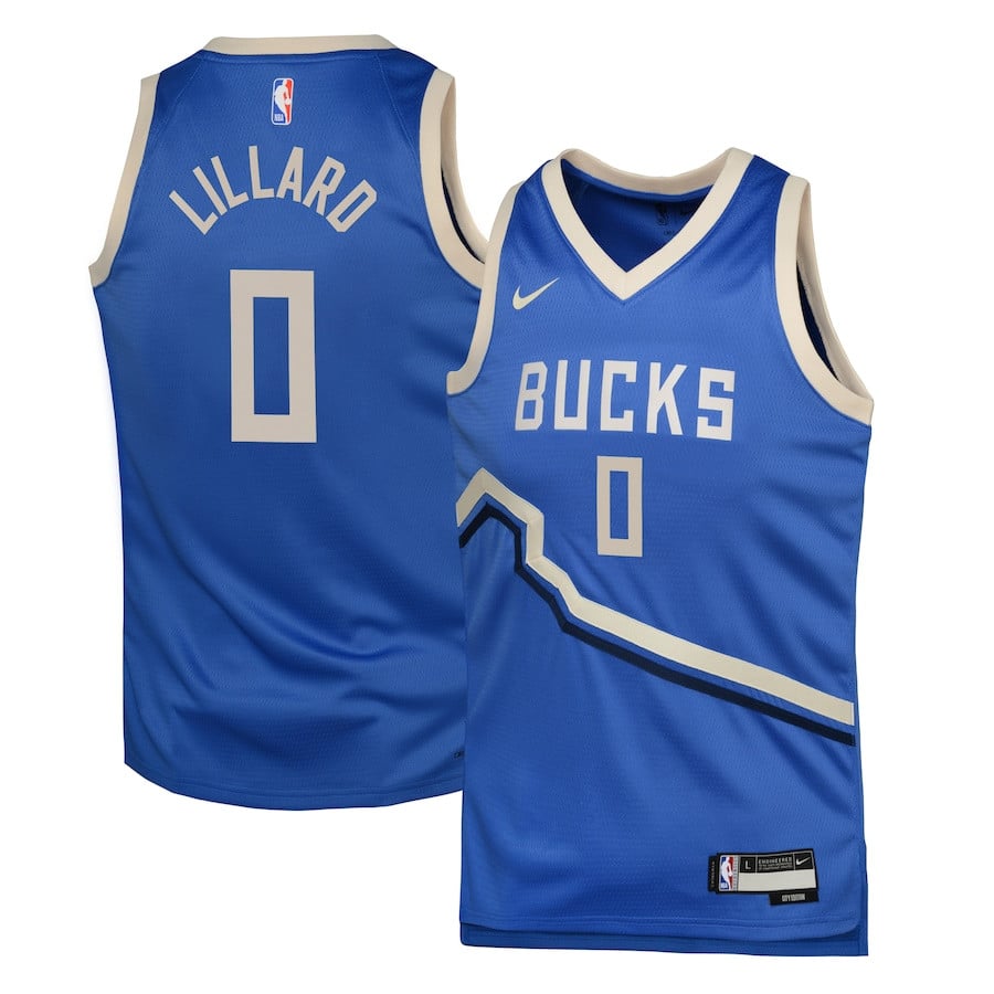 Damian Lillard 0 Milwaukee Bucks 2024/25 Swingman Player Youth Jersey - City Edition - Royal