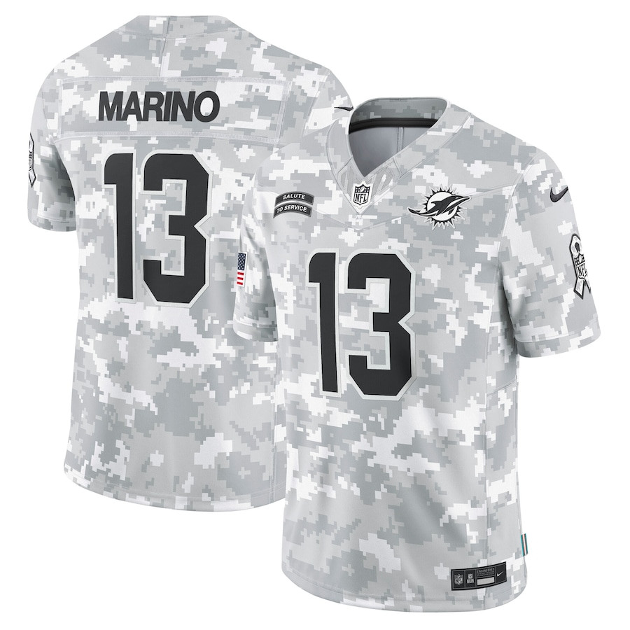 Dan Marino 13 Miami Dolphins 2024 Salute To Service Retired Player Limited Men Jersey - Arctic Camo Js9730