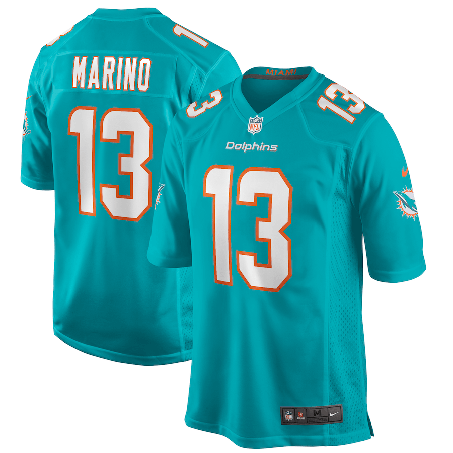 Dan Marino 13 Miami Dolphins Men Game Retired Jersey - Aqua Js5810