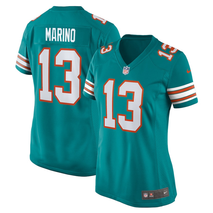 Dan Marino 13 Miami Dolphins Women Retired Jersey - Aqua Js7463