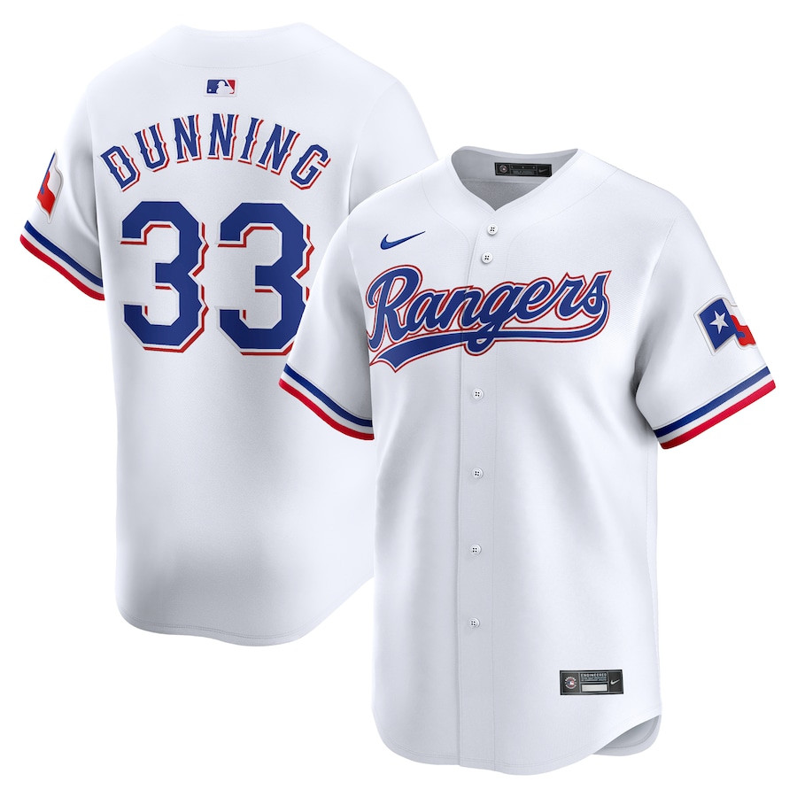 Dane Dunning 33 Texas Rangers Home Limited Player Men Jersey - White