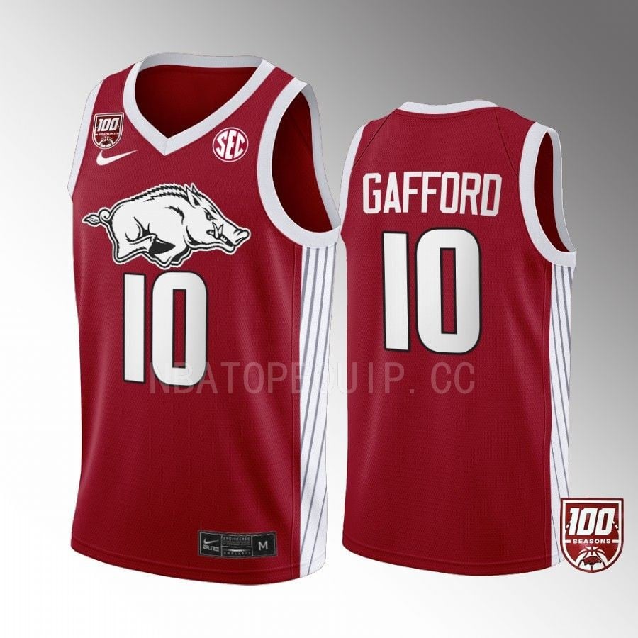 Daniel Gafford 10 Arkansas Razorbacks Red Jersey 100 Season College Basketball