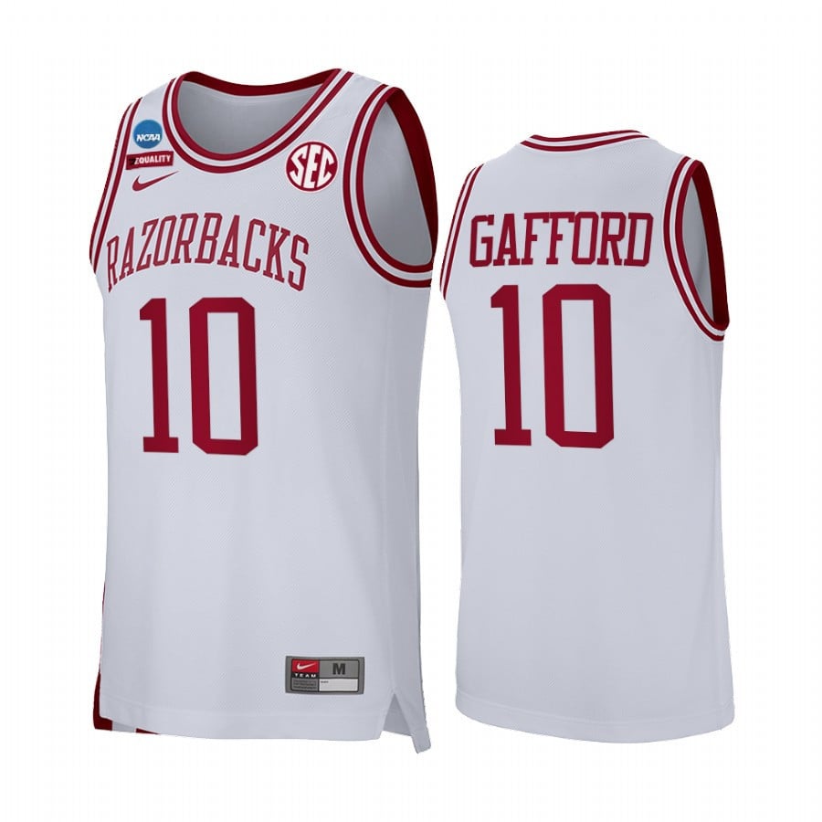 Daniel Gafford 10 Arkansas Razorbacks White Jersey Retro Basketball Alumni
