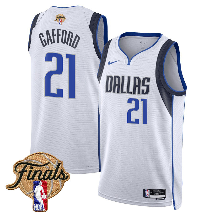 Daniel Gafford 21 Dallas Mavericks 2024 Finals Patch Swingman Jersey - Association Edition - White