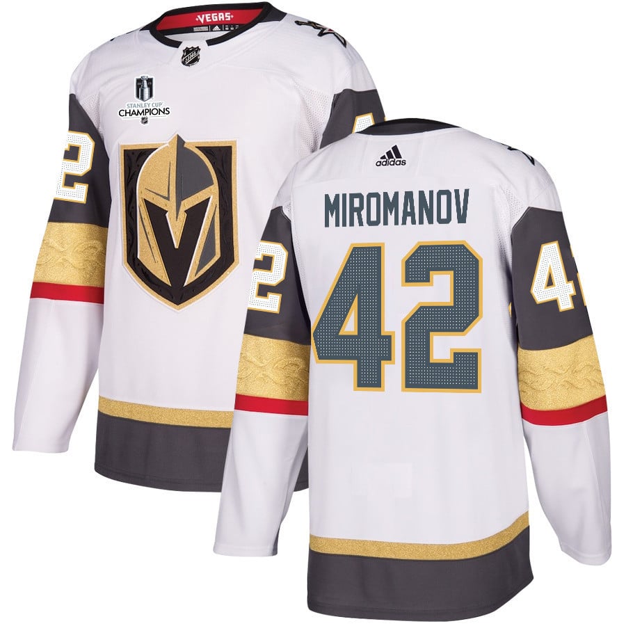 Daniil Miromanov 42 Vegas Golden Knights Stanley Cup 2023 Champions Patch Away Breakaway Men Jersey - White