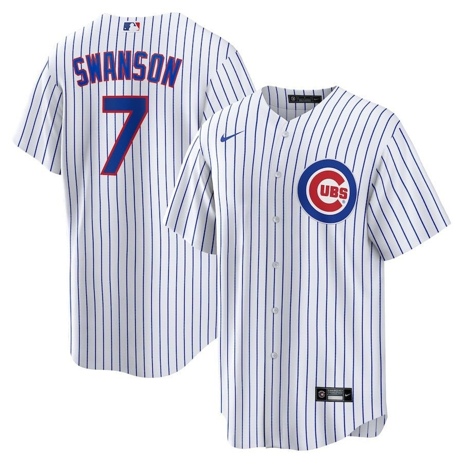 Dansby Swanson 7 Chicago Cubs Home Player Men Jersey - White/royal