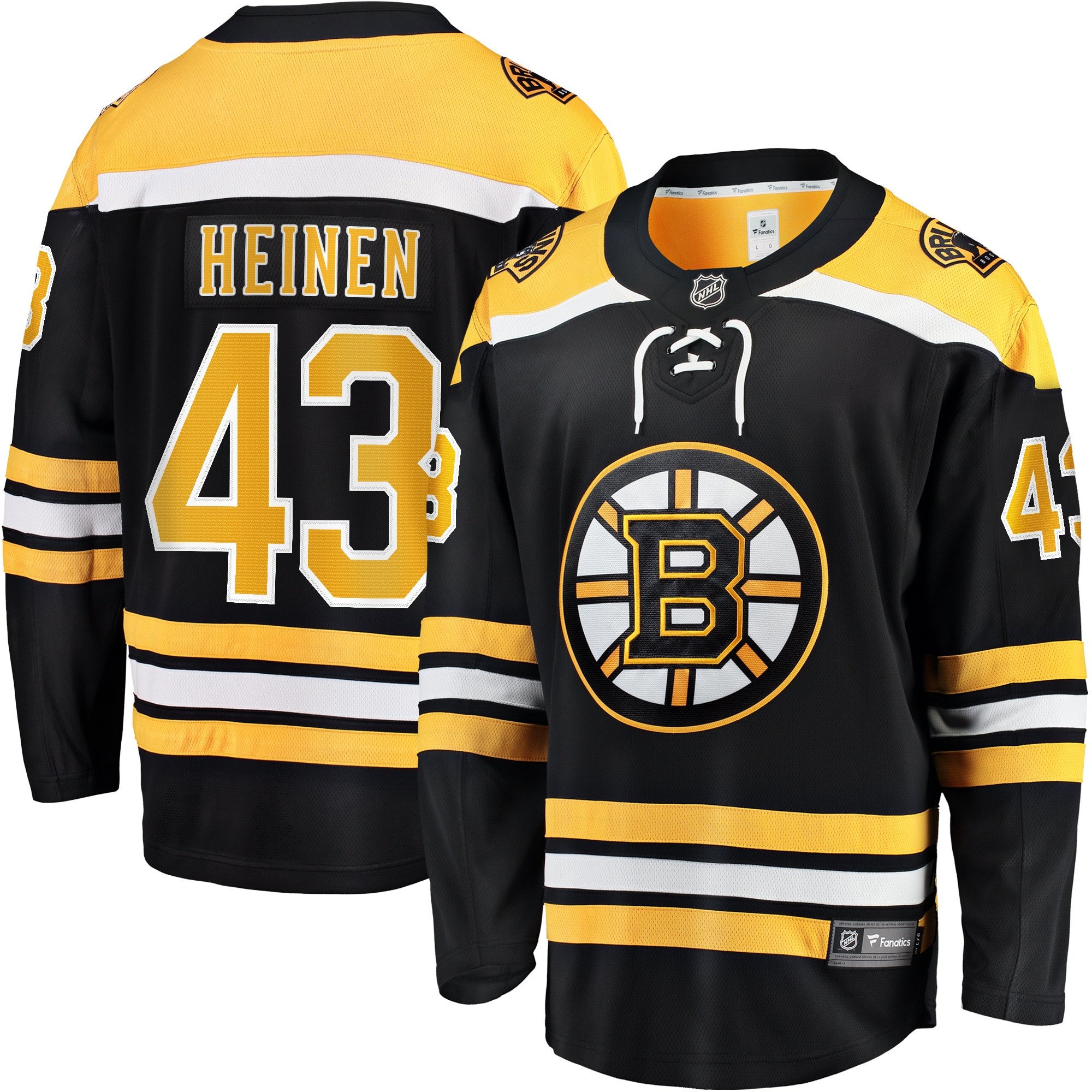 Danton Heinen 43 Boston Bruins Home Breakaway Jersey - Men, Black