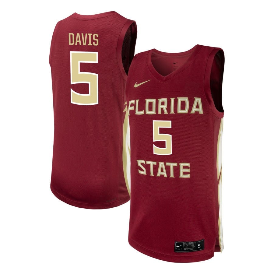 Daquan Davis 5 Florida State Seminoles Nil Men's Basketball Jersey - Garnet