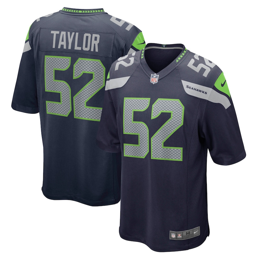Darrell Taylor 52 Seattle Seahawks Men Game Jersey - College Navy Js7246