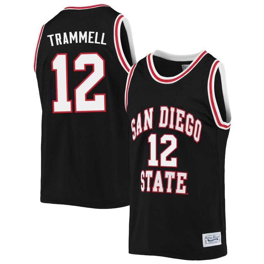 Darrion Trammell 12 San Diego State Aztecs 2023 Basketball Jersey- Men Black