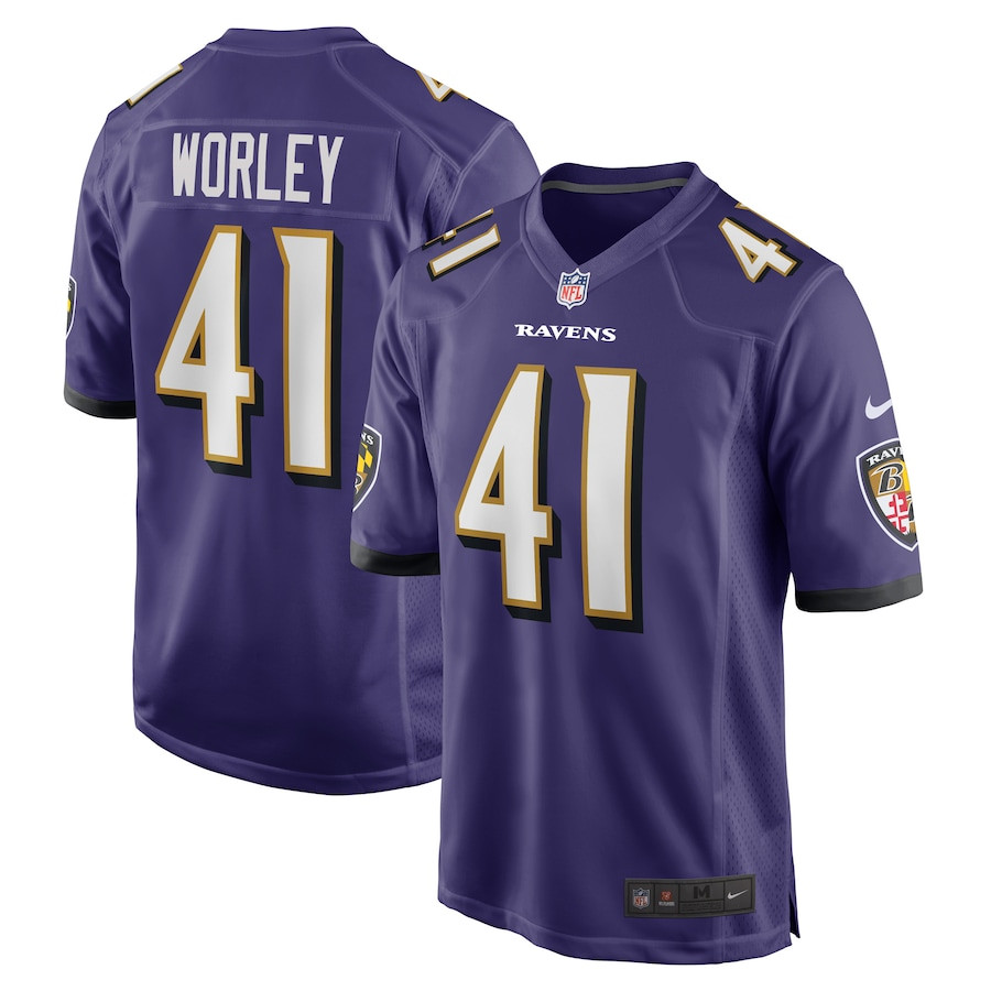Daryl Worley 41 Baltimore Ravens Team Game Men Jersey - Purple Js5786