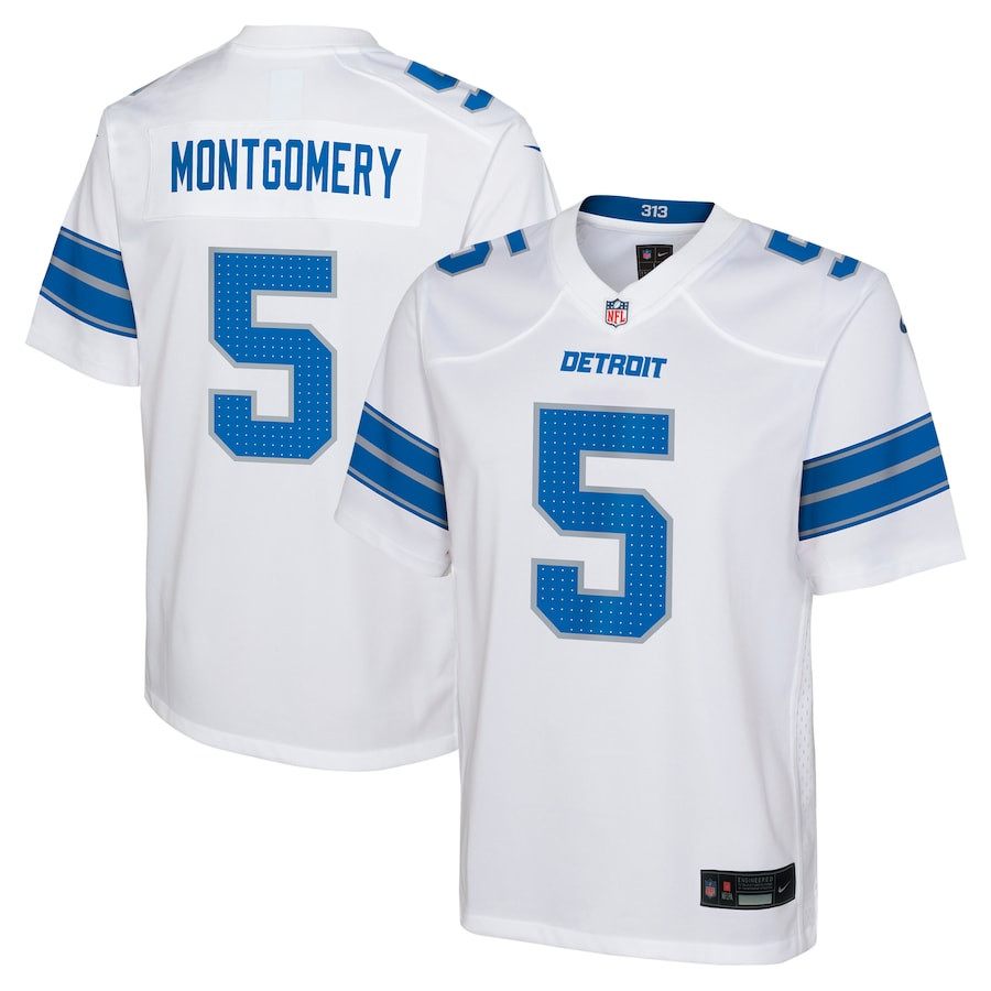 David Montgomery 5 Detroit Lions Player Game Youth Jersey - White Js9168