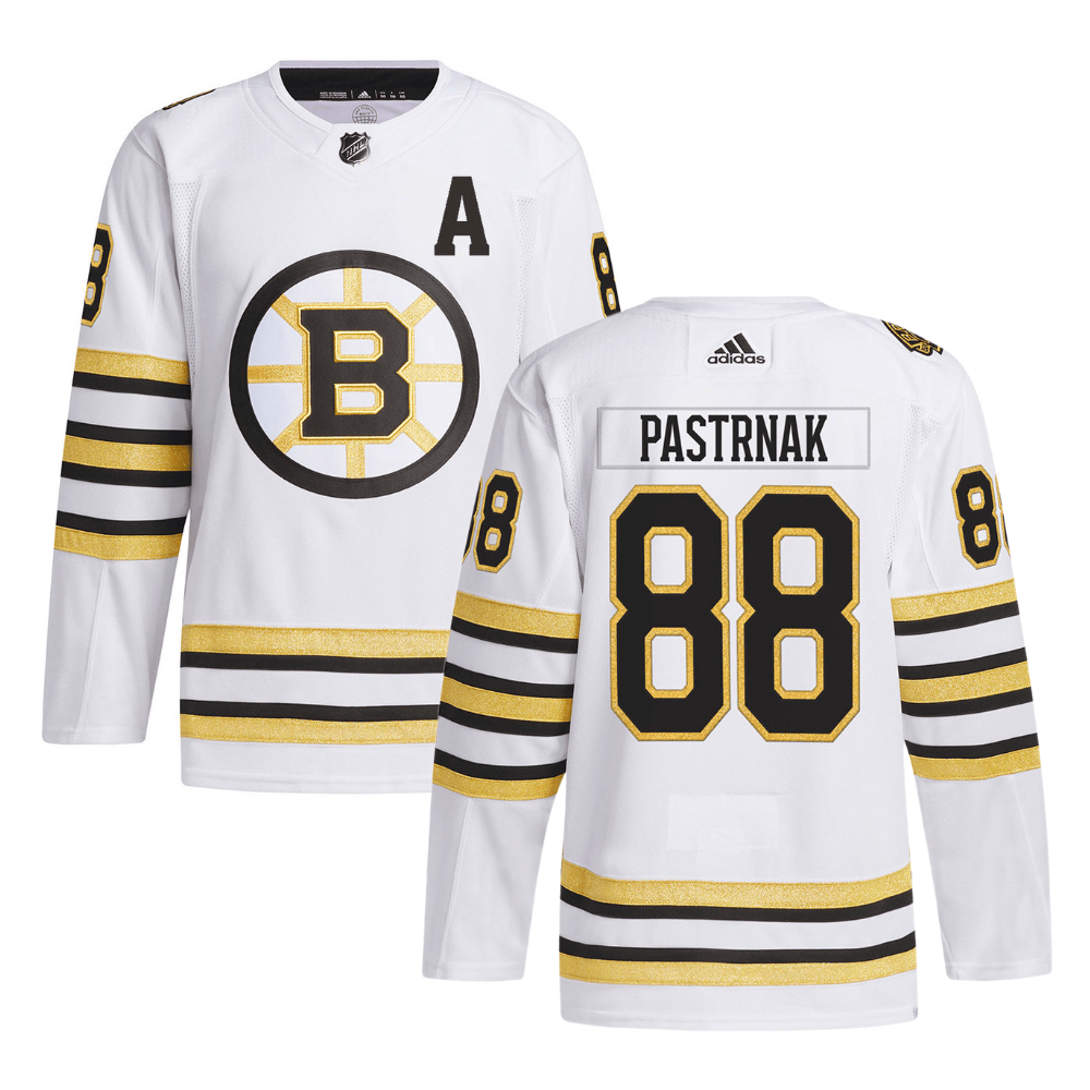 David Pastr??k 88 Boston Bruins 100th Anniversary Primegreen Away Men Jersey - White
