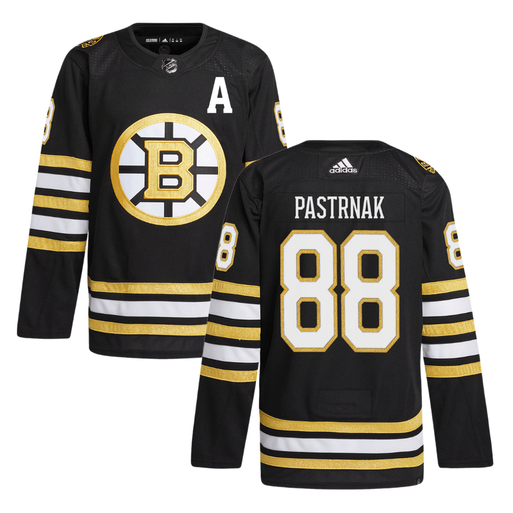 David Pastr??k 88 Boston Bruins 100th Anniversary Primegreen Home Men Jersey - Black