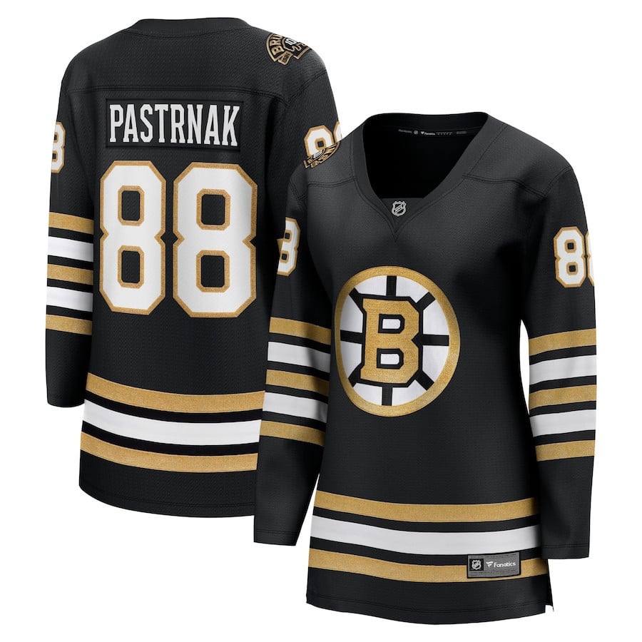 David Pastrnak 88 Boston Bruins Women's 100th Anniversary Breakaway Jersey - Women, Black