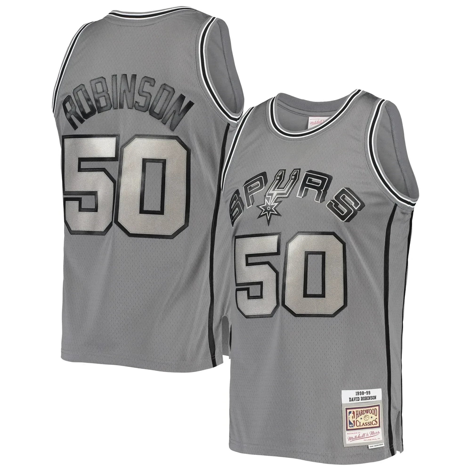 David Robinson San Antonio Spurs Mitchell & Ness Hardwood Classics Retired Player 1998/99 Metal Works Swingman Jersey ??charcoal