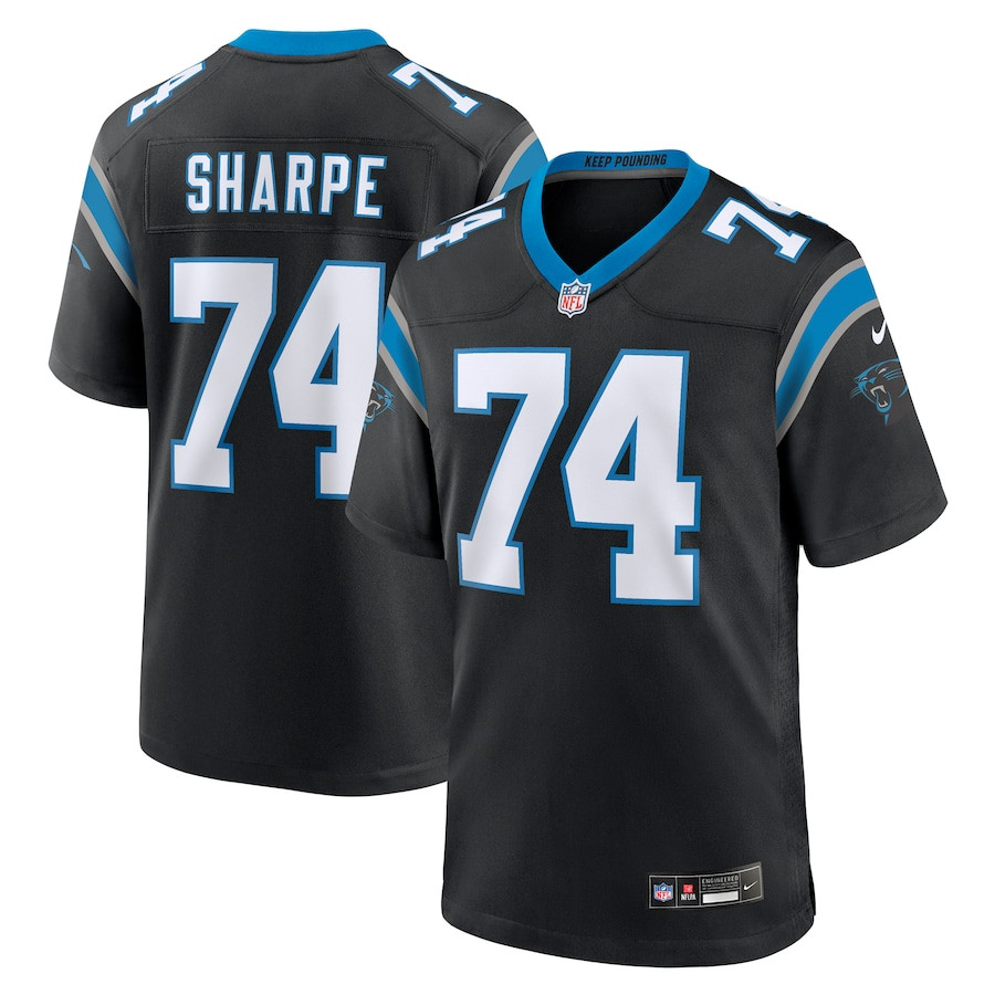 David Sharpe 74 Carolina Panthers Team Game Men Jersey - Black Js9628
