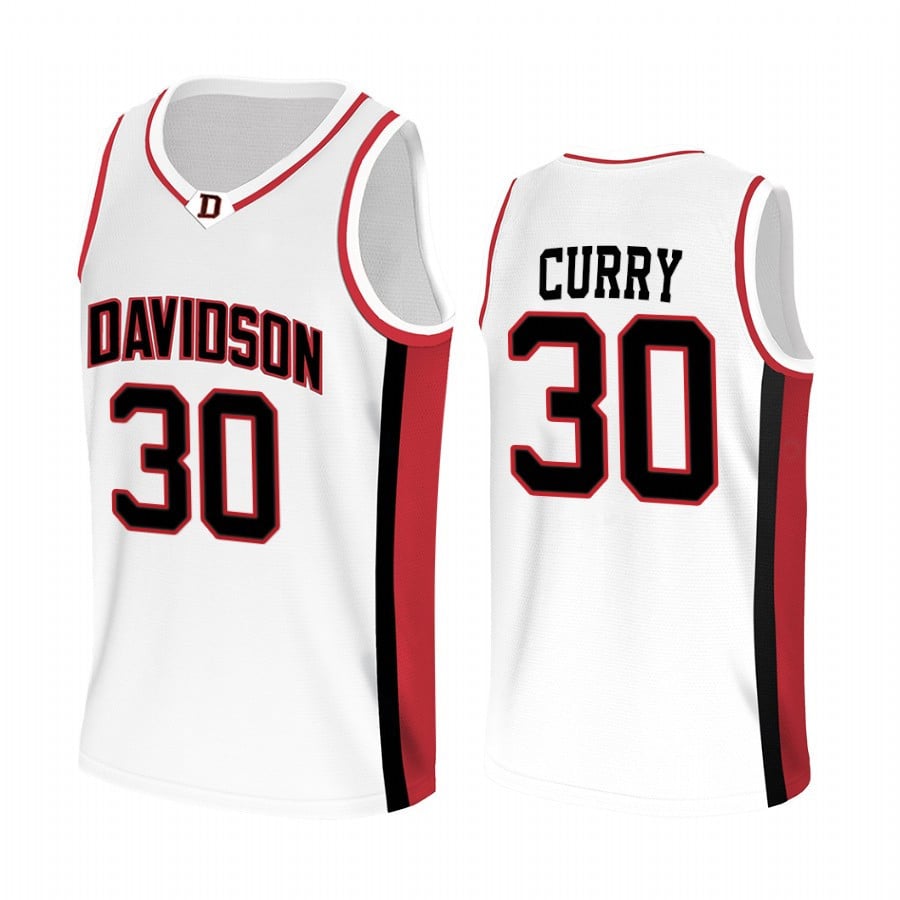 Davidson Wildcats Stephen Curry 30 Jersey College Basketball White Uniform