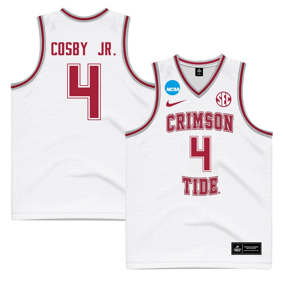 Davin Cosby Jr. 4 Alabama Crimson Tide 2024 Men's Basketball Jersey - White, Unisex Jersey