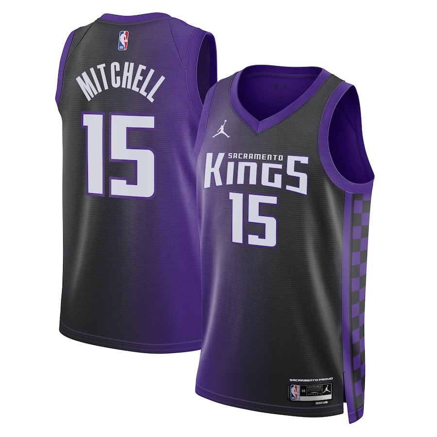 Davion Mitchell 15 Sacramento Kings Unisex Swingman Jersey - Statement Edition - Purple/black