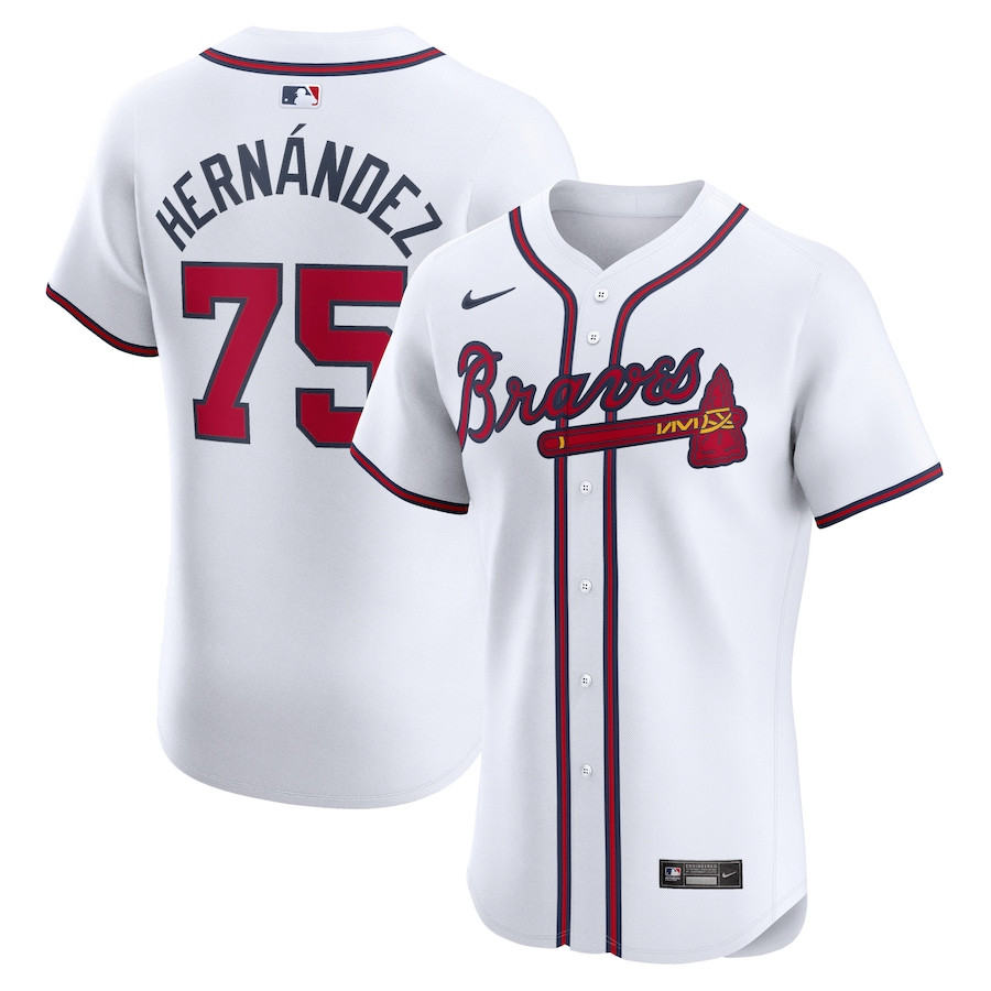 Daysbel Hernandez 75 Atlanta Braves Home Elite Player Men Jersey - White