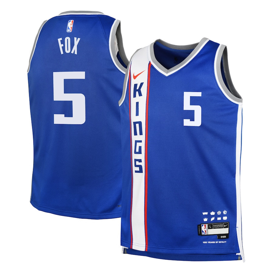 De'aaron Fox 5 Sacramento Kings 2023/24 City Edition Swingman Youth Jersey - Blue
