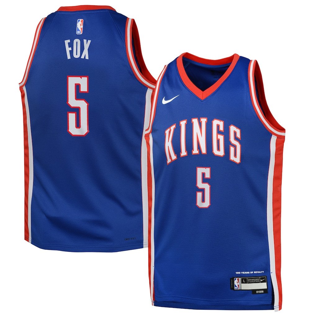 De'aaron Fox 5 Sacramento Kings 2024/25 Swingman Player Youth Jersey - City Edition - Blue