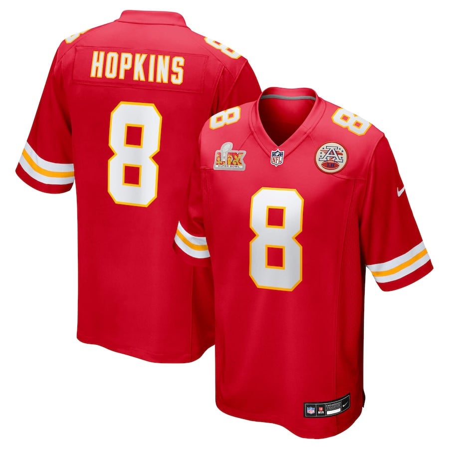 Deandre Hopkins 8 Kansas City Chiefs Super Bowl Lix Game Jersey - Red Js4927