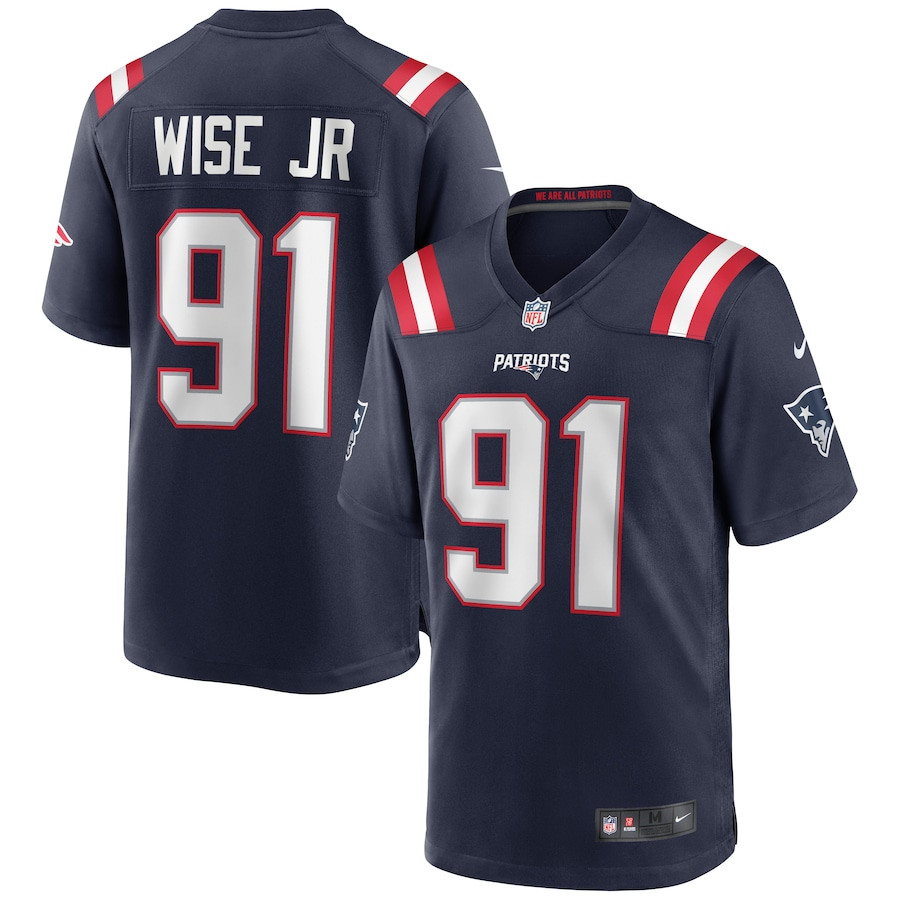 Deatrich Wise Jr. 91 New England Patriots Men Game Jersey - Navy Js8397