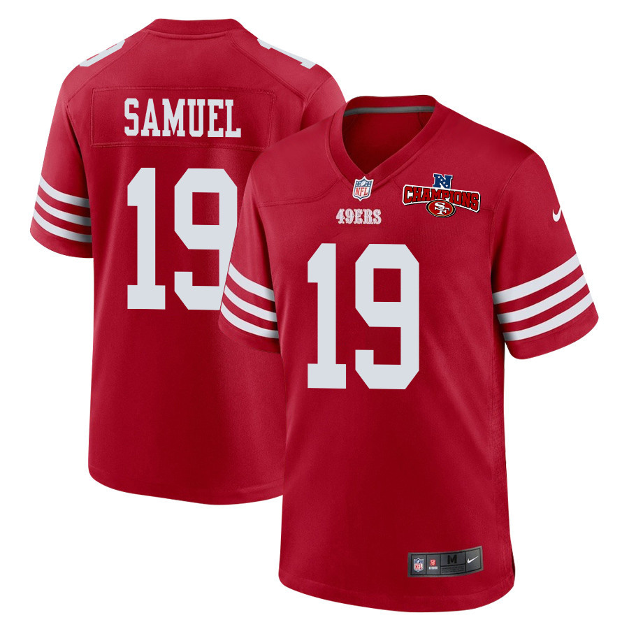 Deebo Samuel 19 San Francisco 49ers Nfc Champions Patch Game Men Jersey - Scarlet Js8372
