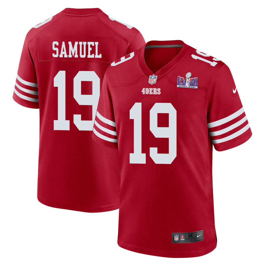Deebo Samuel 19 San Francisco 49ers Super Bowl Lviii Patch Game Men Jersey - Scarlet Js8858