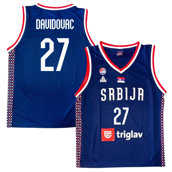 Dejan Davidovac 27 Serbia Basketball Unisex 2024 Swingman Player Jersey - Navy