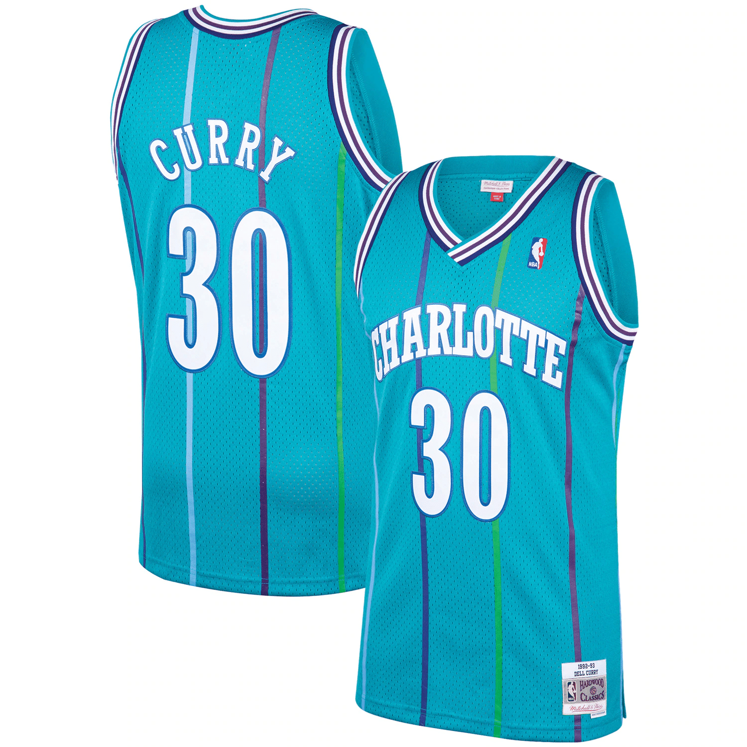 Dell Curry Charlotte Hornets Mitchell & Ness 1992-93 Hardwood Classics Swingman Player Jersey - Teal Jersey
