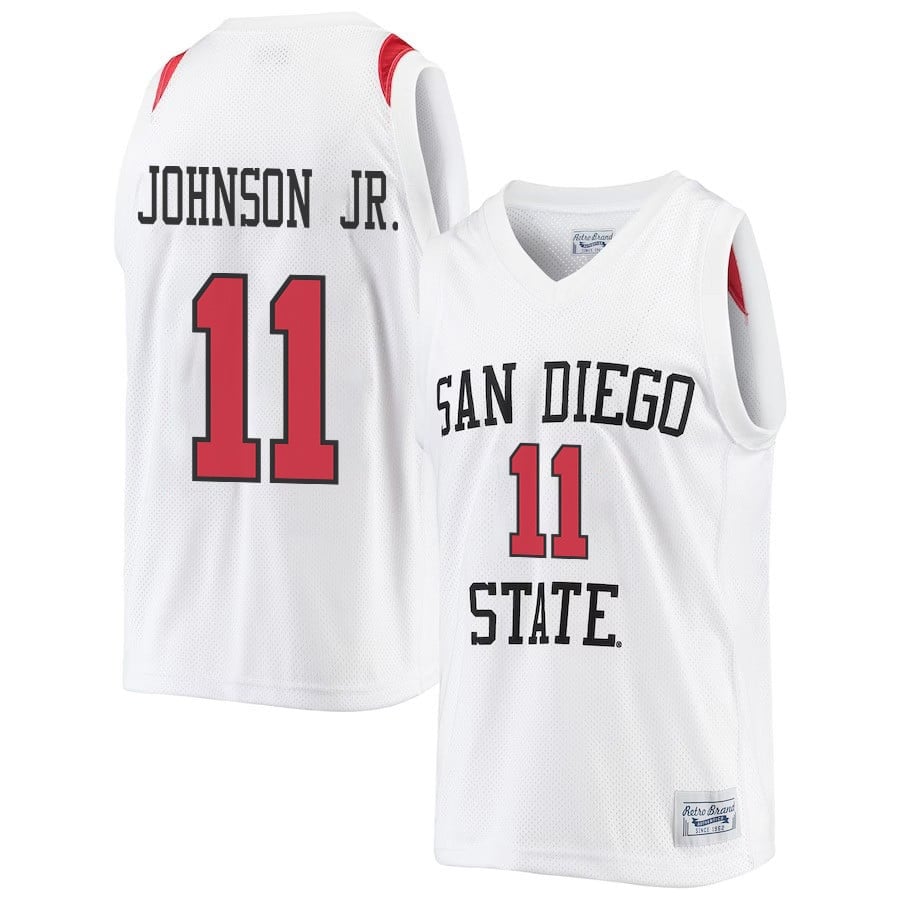 Demarshay Johnson Jr. 11 San Diego State Aztecs 2023 Basketball Jersey- Men White