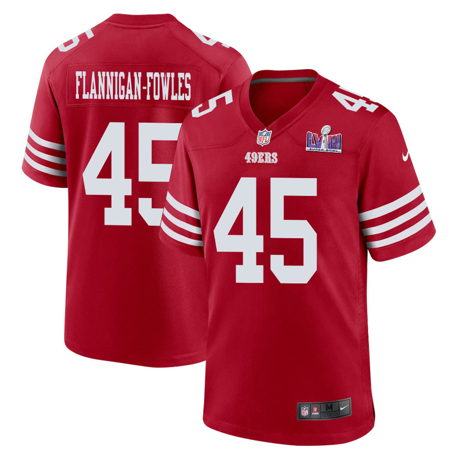 Demetrius Flannigan-fowles 45 San Francisco 49ers Super Bowl Lviii Patch Game Men Jersey - Scarlet Js9271